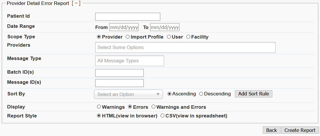 Example of Parameter Specifying User Interface for Report Generation Part 1